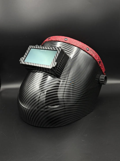 BMH CARBON FIBER PATTERN SUGARSCOOP RED FLORAL LEATHER